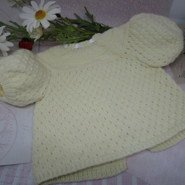 Brassière tricot,pull pour 3 mois à 8 mois, layette vintage année 1950/Knit bra, sweater for 3 at 8 months , vintage layette year 1950