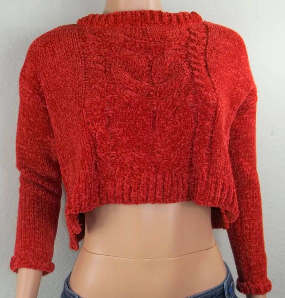 red cropped sweater