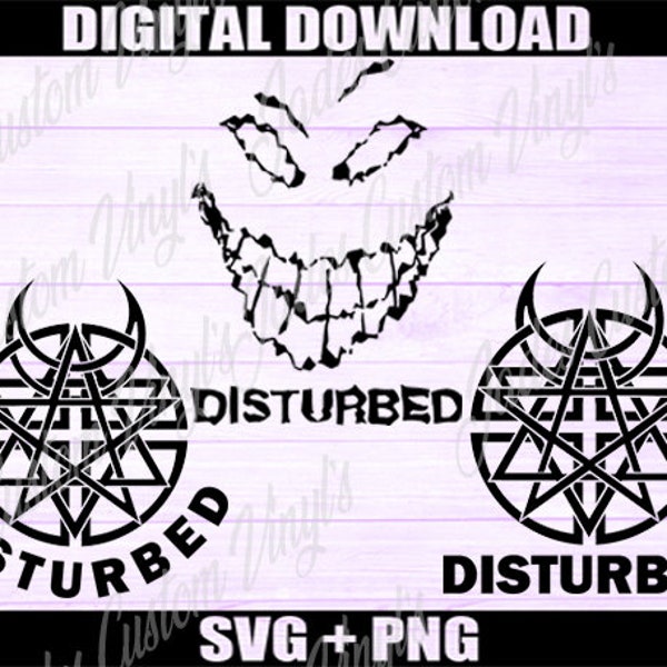 Disturbed 3 in 1 svg. **This is a SVG file download only, No PNG file**