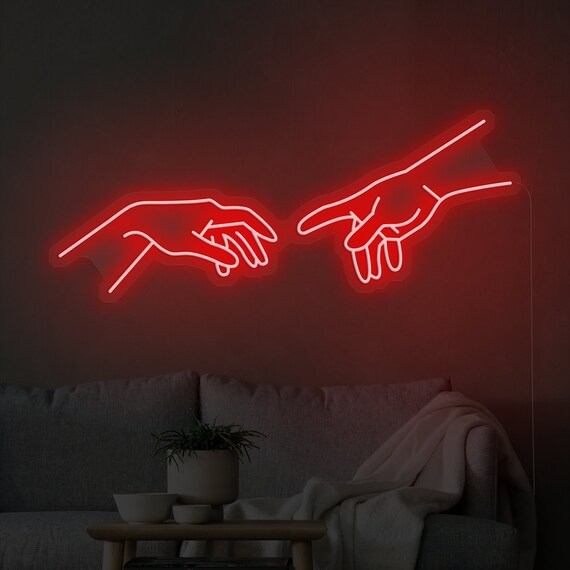 Touching Finger LED Neon Sign Custom Neon Bedroom Light