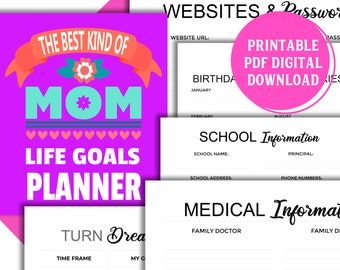Mom Life Goals Planner: Daily Family Organizer (PDF Printable)