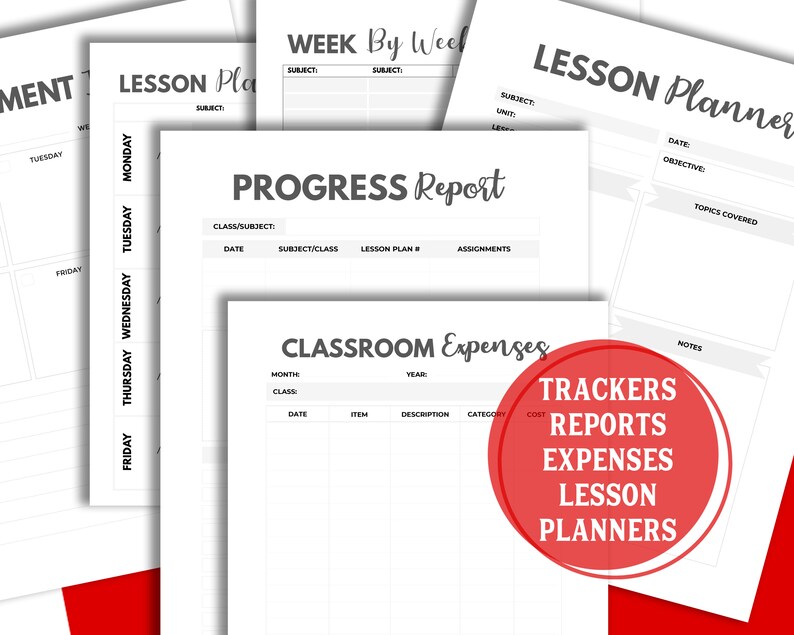 Printable Teacher Planner Log Book Sheets PDF Simple Old Etsy