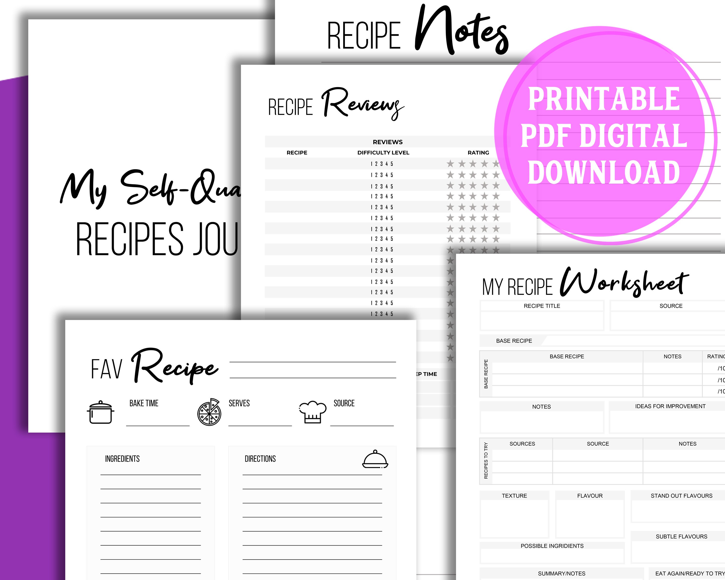 blank recipes journal editable pdf printable letter size etsy australia