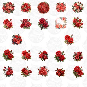 Watercolor Floral Clipart, Red and Pink Roses Bridal Shower Clipart, Wedding Clipart, Watercolor Flowers, Rose Clipart, Commercial Use Frame