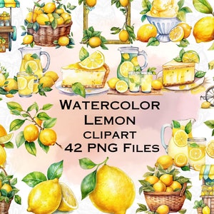 Watercolor Lemon Clipart,digital png lemonade,fruit cart graphics, leaves lemon frames Summer Clip Art for instant download commercial use