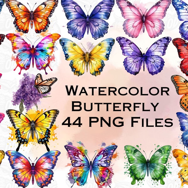 Watercolor Butterfly Bundle Png, Floral, Flowers Png,Sublimate Designs Download,Digital Download,Sublimate Designs Bundle, Bright Colors