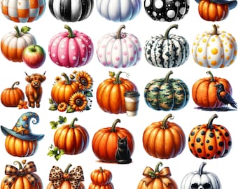 Whimsical pumpkin clipart Halloween skull design for instant download and sublimation projects PNG Fall cozy Autumn decor boho sublimation