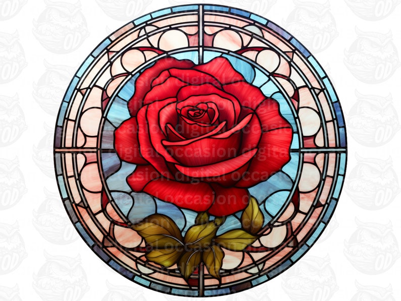 Red Rose Stained Glass Windows Clipart - Fantasy Clip Art Graphics ...