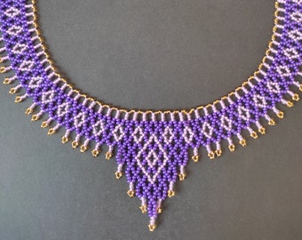 Gold purple necklace Statement necklace Collar Bib necklace purple gold jewelry Mothers day gift for mom gift for her violet bead necklace