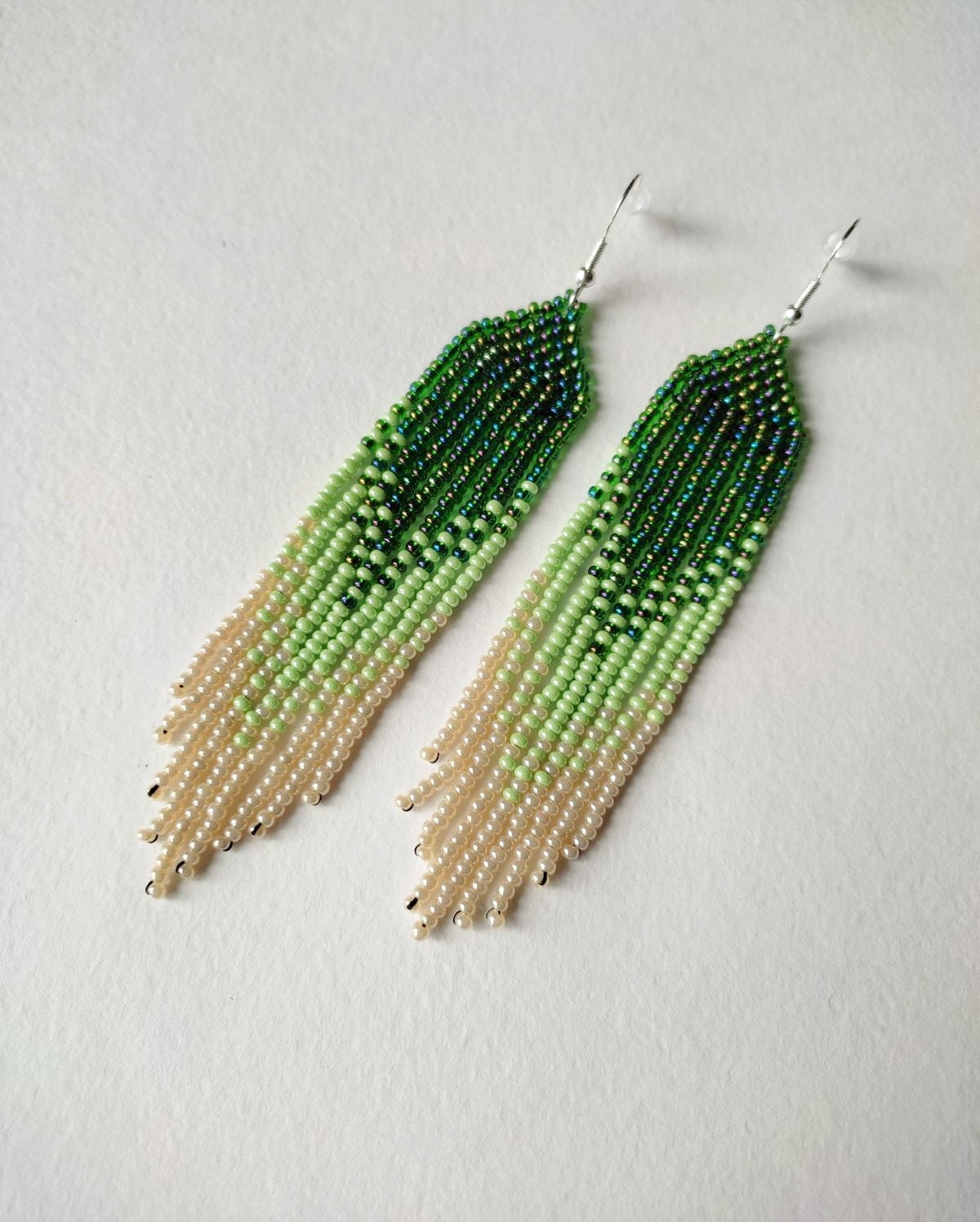 Green sale beaded earrings