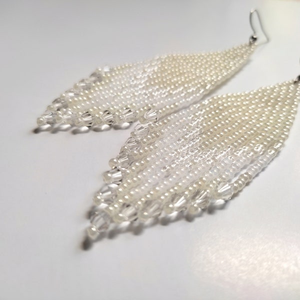 Beaded Ivory Earrings Bead Earrings bridesmaid Bead Earrings Handmade white Bead Earrings