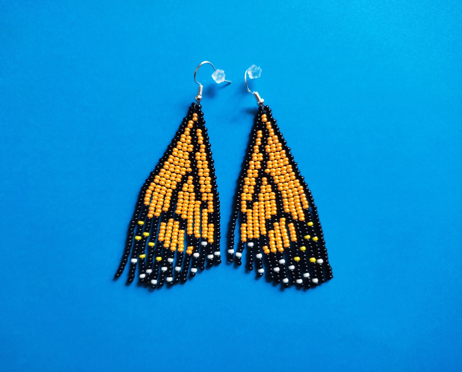 Beaded Butterfly Earrings Beaded Earrings Wing Earrings Seed Etsy