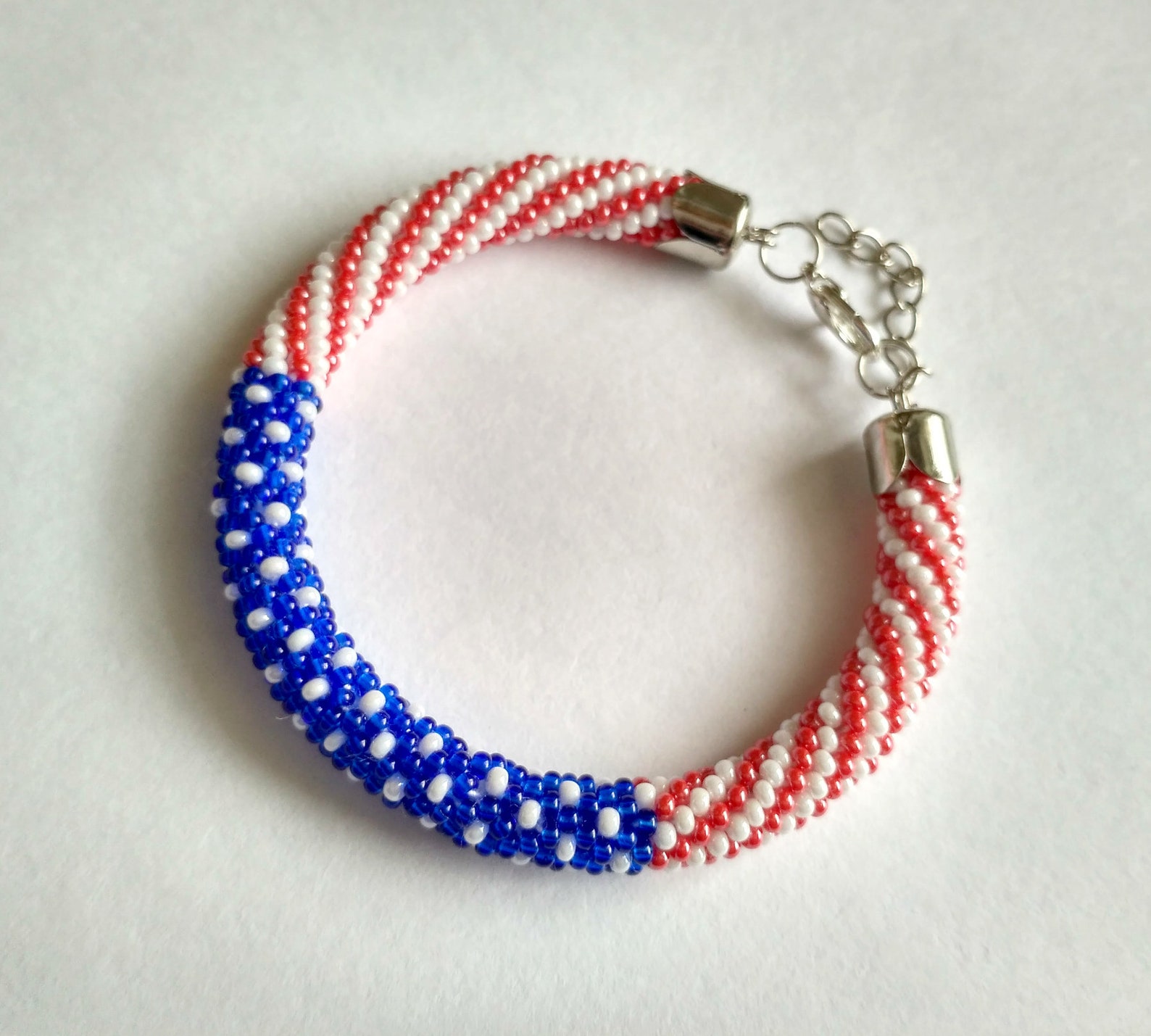 USA Bead Bracelet American Flag Bracelet Patriotic USA Etsy