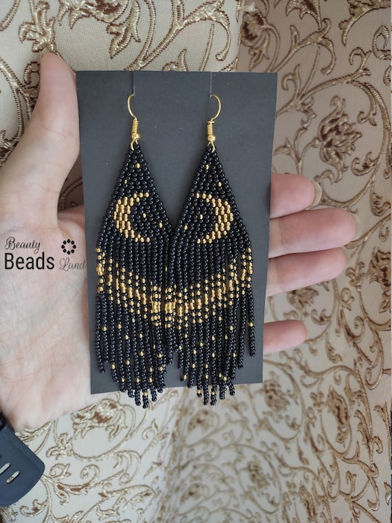 Moon and bead earrings