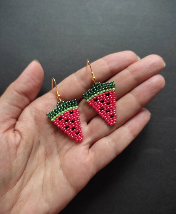 Watermelon beaded sale earrings