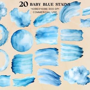 Aquarell Baby Blau Flecken PNG Clip Art, Pinselstrich Png, Splash Png, kommerzielle Nutzung, Design-Elemente Bunt, Einladung Design-Elemente