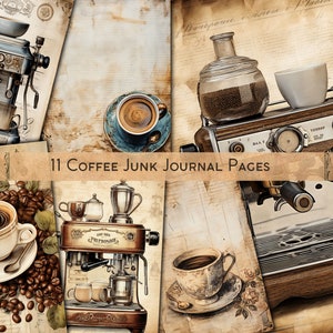 Coffee Junk Journal Digital Kit, Ephemera Coffee Printable Journal, Coffee illustrations Collage Sheets, Junk Journal Paper Commercial Use