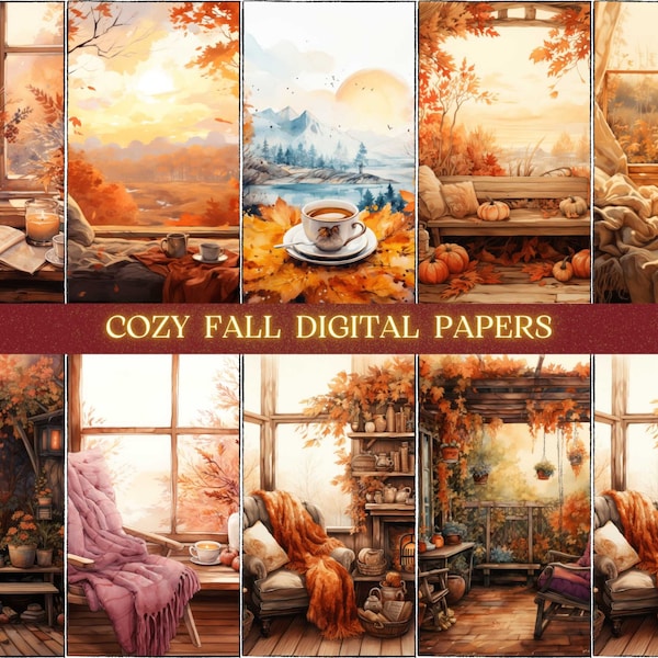 Cozy Autumn Digital Paper Junk Journal Kit, Fall Junk Journal Pages, Autumn Scene Junk Journal Printable Paper, Digital Collage Sheet