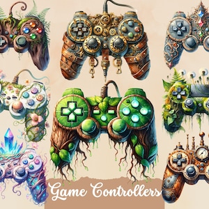 Controlador de juegos de acuarela PNG Clip Art Bundle, imágenes prediseñadas de videojuegos, Scrapbooking de jugadores de consola, png de videojuegos, fabricación de tarjetas, papel digital
