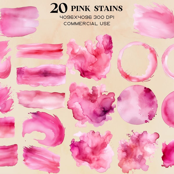 Pink Watercolor Stains Clip Art Commercial Use Color Splash Png Clip Art Colorful Png Graphic Design Clip Art Colourful Alcohol Ink