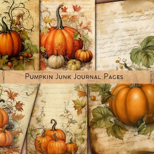 Watercolor Autumn Pumpkin Junk Journal Pages, Ephemera Vintage Pumpkin Junk Journal Kit, Fall Junk Journal Paper, Junk Journal Printable