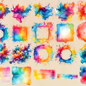 Aquarelle couleur Splash Clipart PNG peinture éclaboussures Clipart alcool encre Clipart abstrait Clipart | PNG, utilisation commerciale, téléchargement immédiat