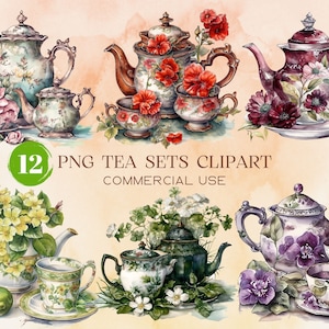 Acquerello Fiore Teacup Clipart - Flower Teacup PNG, Teacup Clipart, Fantasy PNG, PNG per Scrapbook, Junk Journal - Download istantaneo
