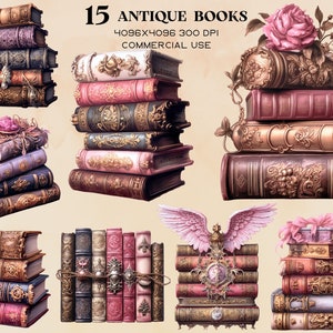 Antique Vintage Books Clipart Pack Old Book PNG bundle book stack PNG Antique Book Fantazy Reading clip art Instant Download Commercial use