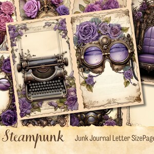 Steampunk Junk Journal Kit, Vintage Journal Papers, Steampunk Junk Journal Printable, Vintage Junk Journal Digi Kit, Printable Half Page