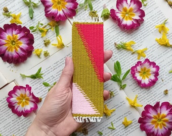 Handwoven bookmark for paper book lovers. Handmade gift for teacher, librarian, bookworm, sister, mother, friend, book nerd.