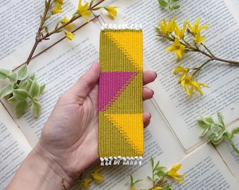 Handwoven bookmark for paper book lovers. Handmade gift for teacher, librarian, bookworm, sister, mother, friend, book nerd.