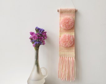 Mini colorful woven wall hanging. Tiny handwoven decor. Very small, narrow vertical wall tapestry. Yarn wall hanging for small spaces.