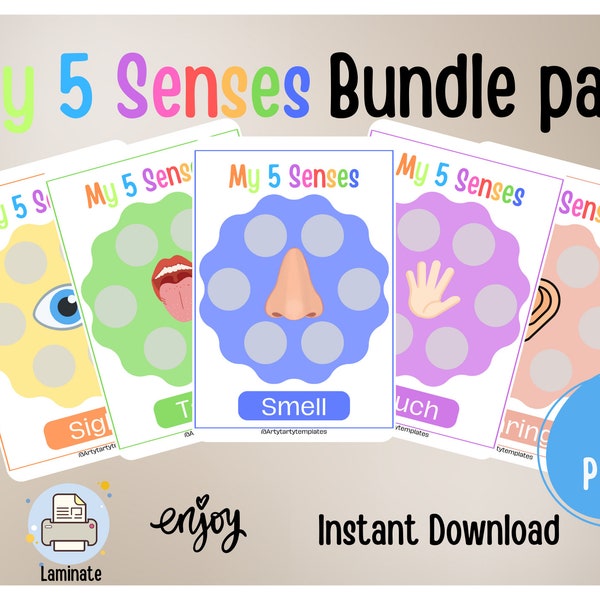 My 5 Senses Bundle Pack Home-school, Preschool, toddlers, learning, activity