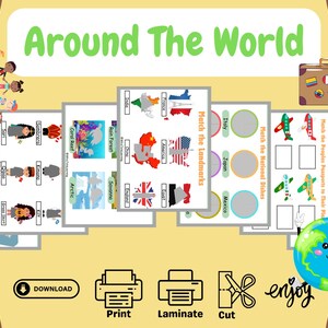 Auf der ganzen Welt: Lernen, Erforschen und Entdecken von Kleinkind- und Kinderaktivität Vorschule Printable Lernen zu Hause