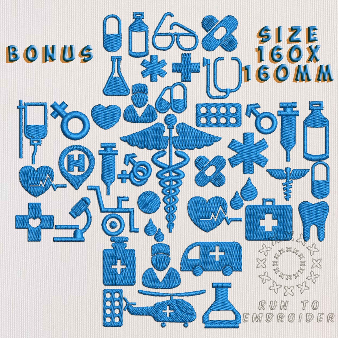 Machine Embroidery Design Medical icons 32 designs Etsy