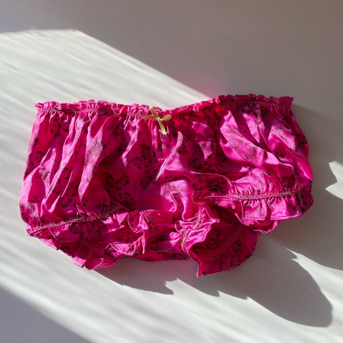 Pink 100 Silk Ruffle Bloomers Sexy Underwear Etsy