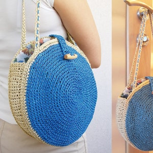 Crochet Raffia Round Bag: Handmade Knit Shoulder Bag