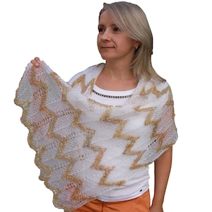 Handmade Mohair Alpaca Knit Scarf: Extra Long Beige Lace Shawl