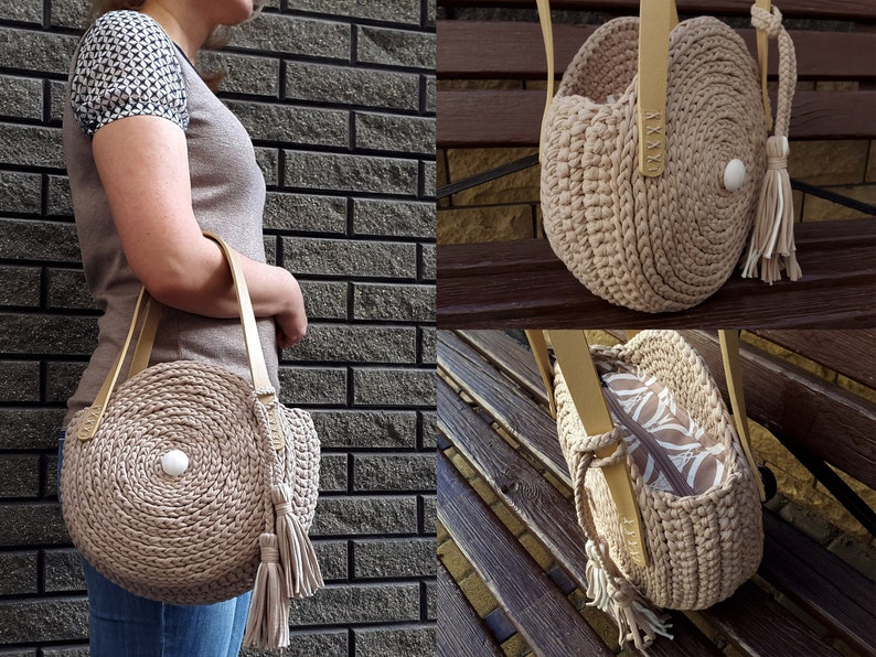 Crochet Pattern Crochet Round Bag Knit Circle Bag Stylish Etsy