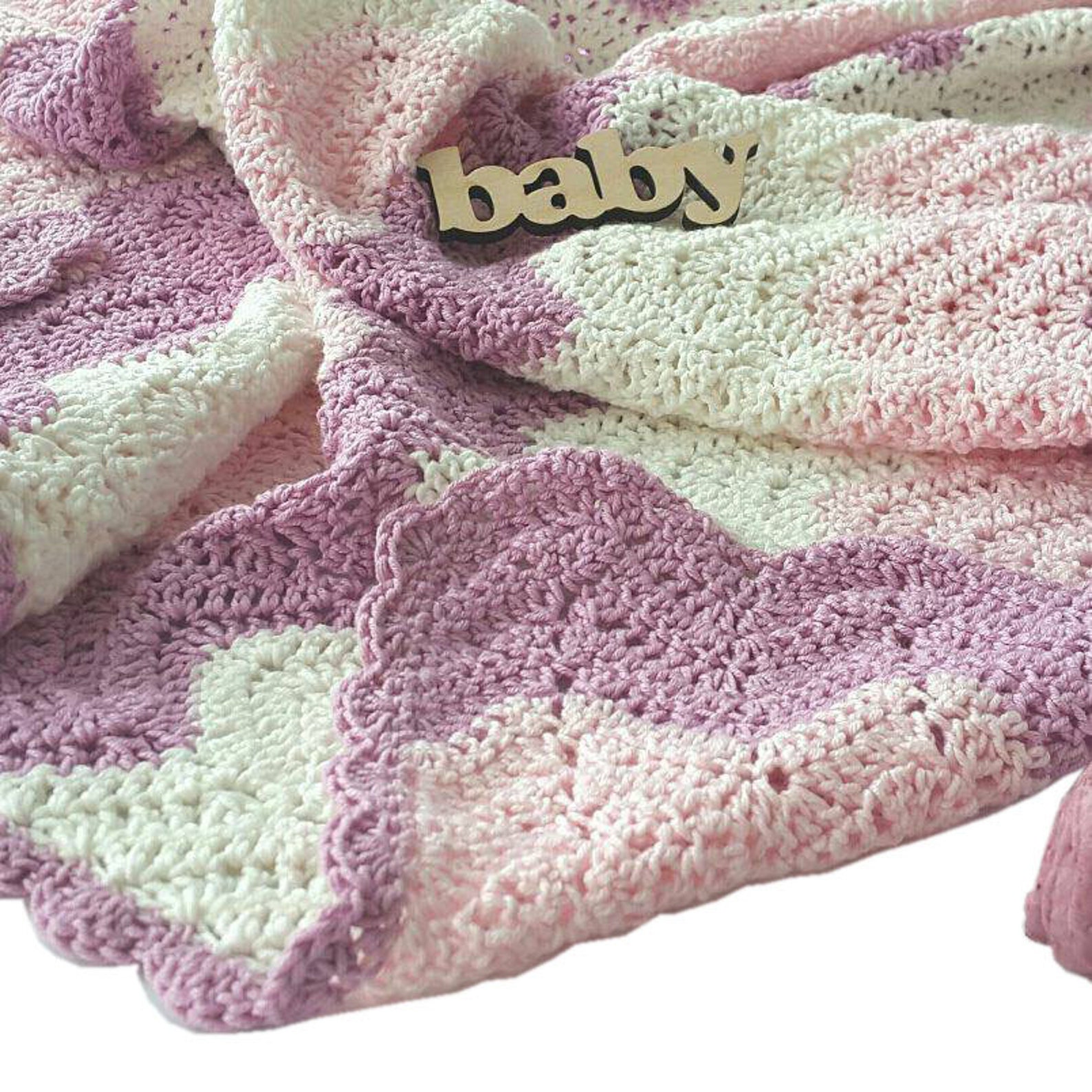 Hand Knit Baby Blanket for a Baby Girl Hypoallergenic Crochet Etsy