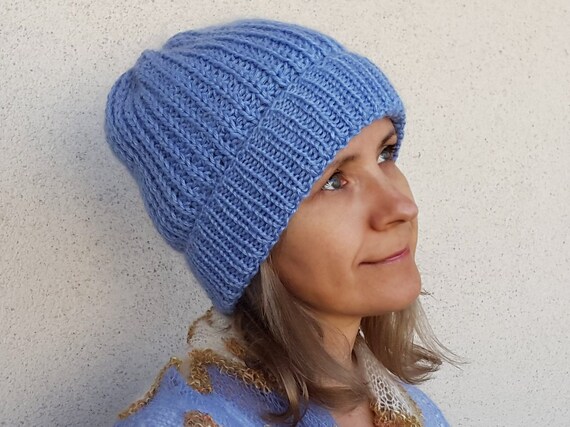 Skull Caps \u0026 Beanies Blue mohair hat 