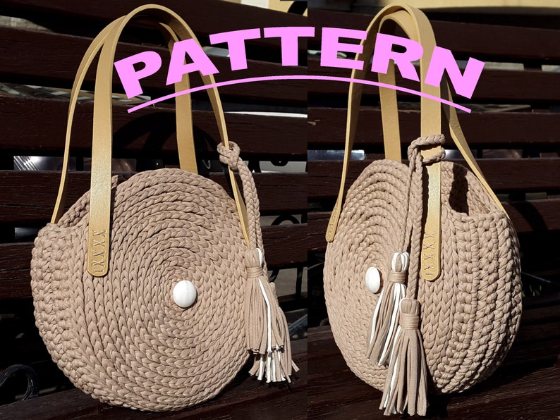 Crochet Pattern Crochet Round Bag Knit Circle Bag Stylish - Etsy