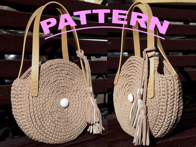 Crochet Pattern Crochet Round Bag Knit Circle Bag Stylish Etsy