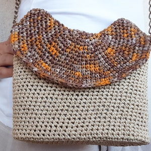 Crochet Raffia Mini Bag: Handmade Knit Shoulder Handbag
