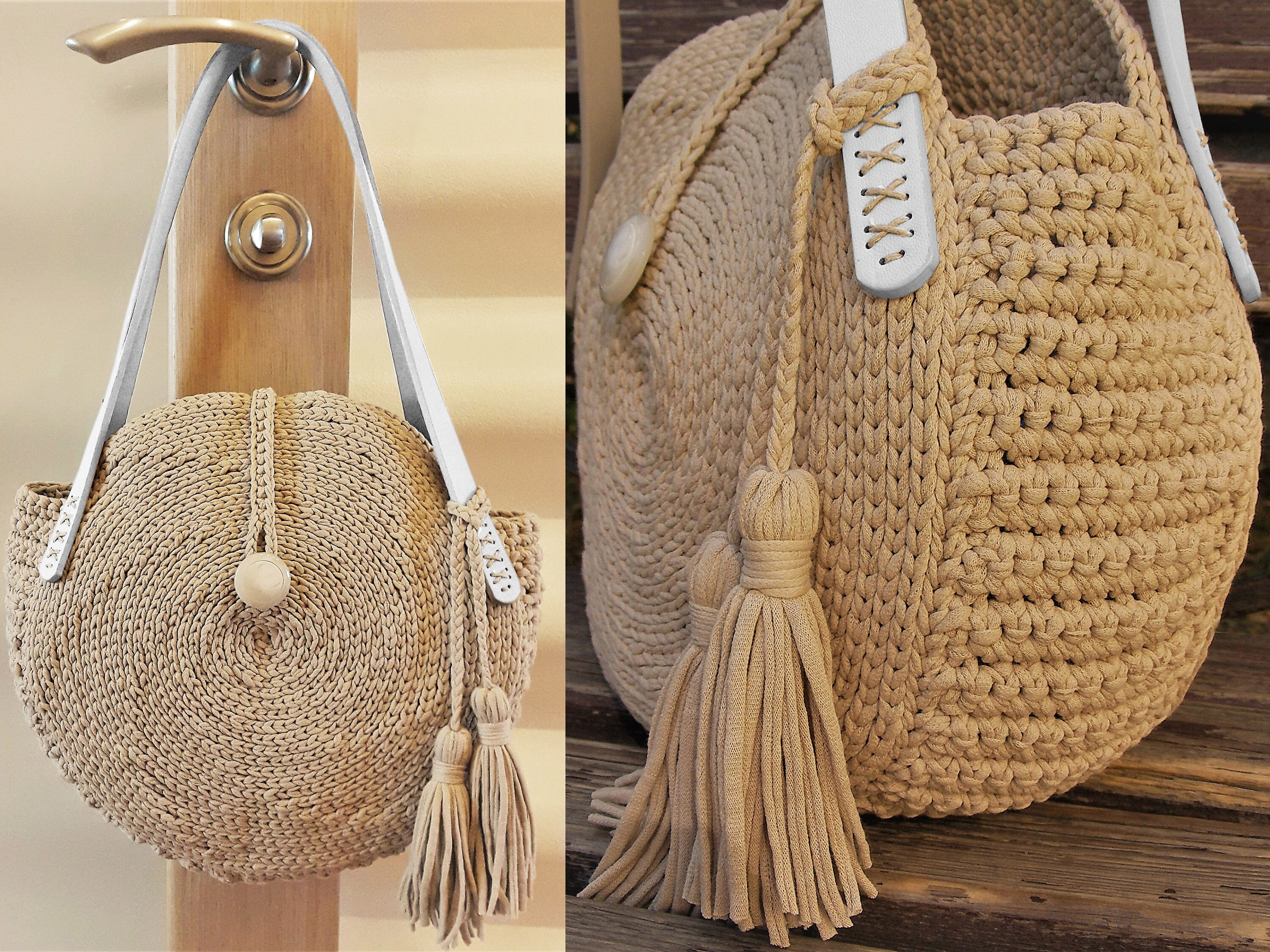 Häkeln Sie Runde Tasche stricken Kreis Tasche stilvolle Runde | Etsy