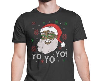 Yo Yo Yo Funny Black Santa Claus Christmas Xmas Short-Sleeve Unisex T-Shirt