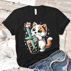 T-shirt Kawaii Chat Boba – Style Anime Japonais, Unisexe, Parfait Pour Ados Et Fans De Manga