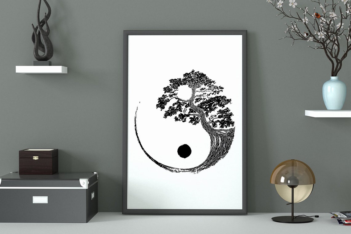 Yin Yang Bonsai Tree INSTANT DOWNLOAD Japanese Buddhist Zen Etsy