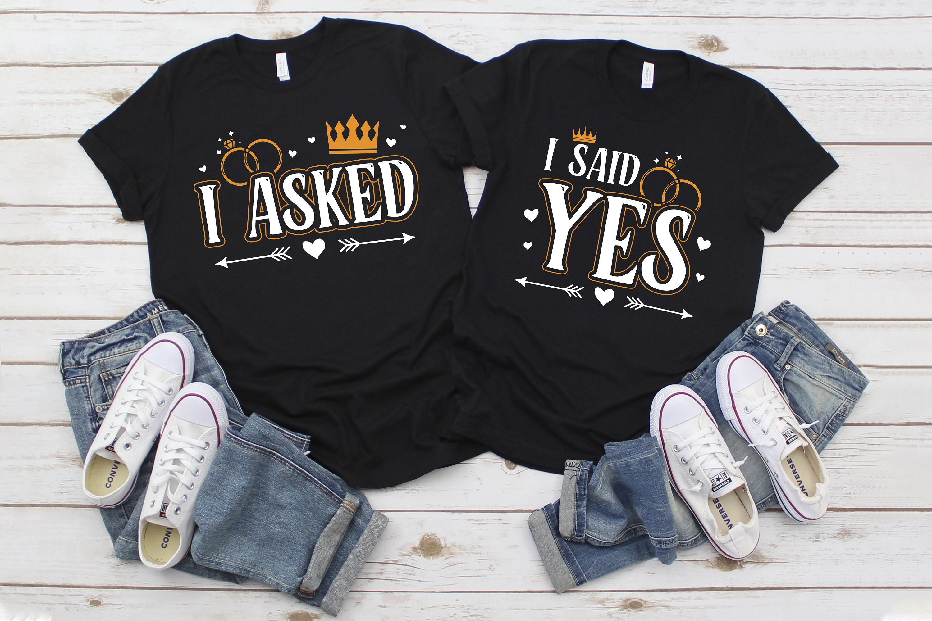 I Said Yes I Asked \u0026 ! Couples Matching Shirts/ Engagement Announcement Set  Of Shirts/ Cute Matching Engagement Tshirt/ Fun Couple Tshirt Set Bride To  Be Sweatshirt, image size:3000x2000