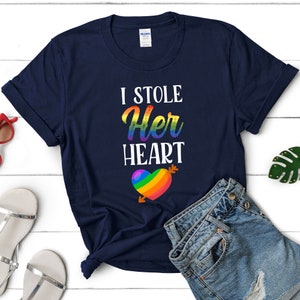 thumbnail image 2 of Lgbtq Pride Matching Couple T-shirt , I Stole Her Heart Shirt 2 of 13
